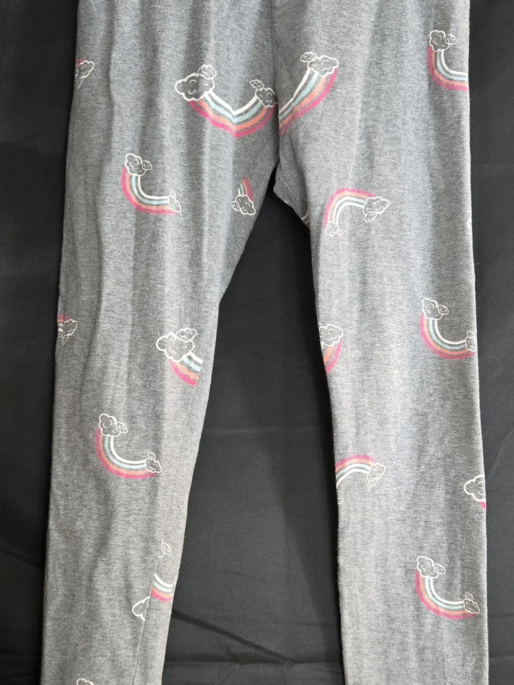 Justice Grey Leggings with Pink & Blue Rainbow Clouds #564